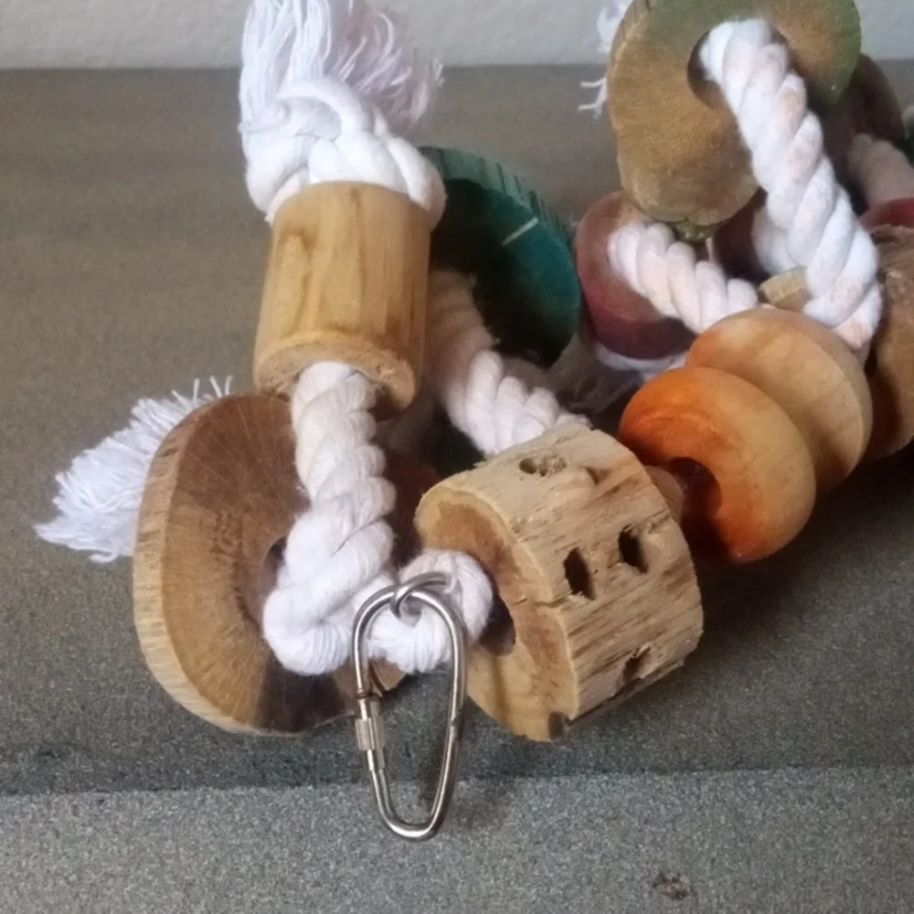 New! HAND CRAFTED Large Hookbill Parrot African Gray Cockatoo Macaw Hanging Toy